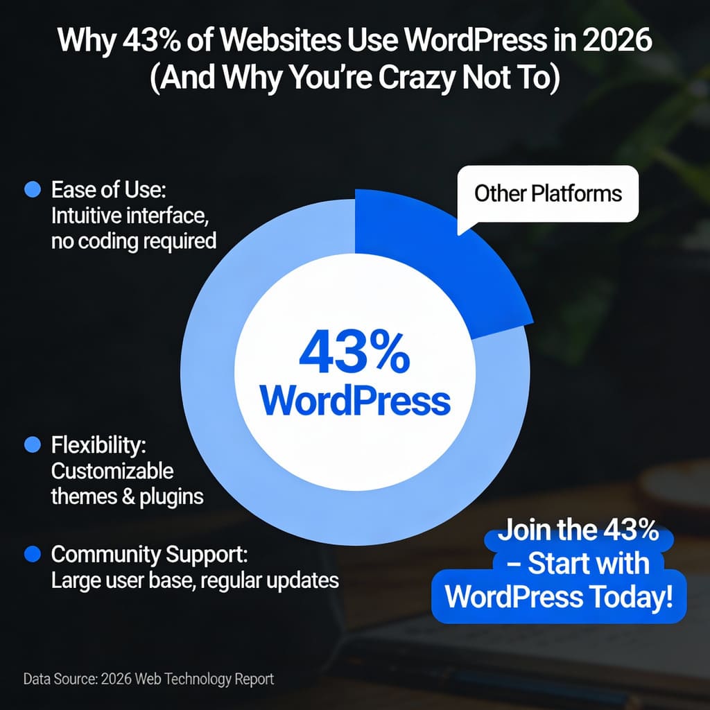 43% des sites web mondiaux utilisent WordPress.